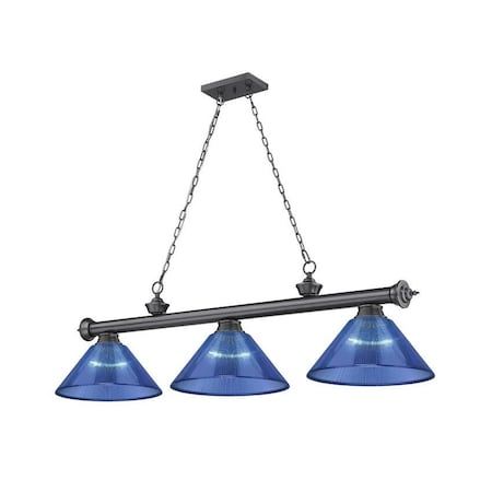 Z-Lite Cordon 3 Light Billiard, Bronze Plate & Dark Blue 2306-3BP-ARDB